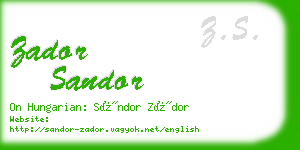 zador sandor business card